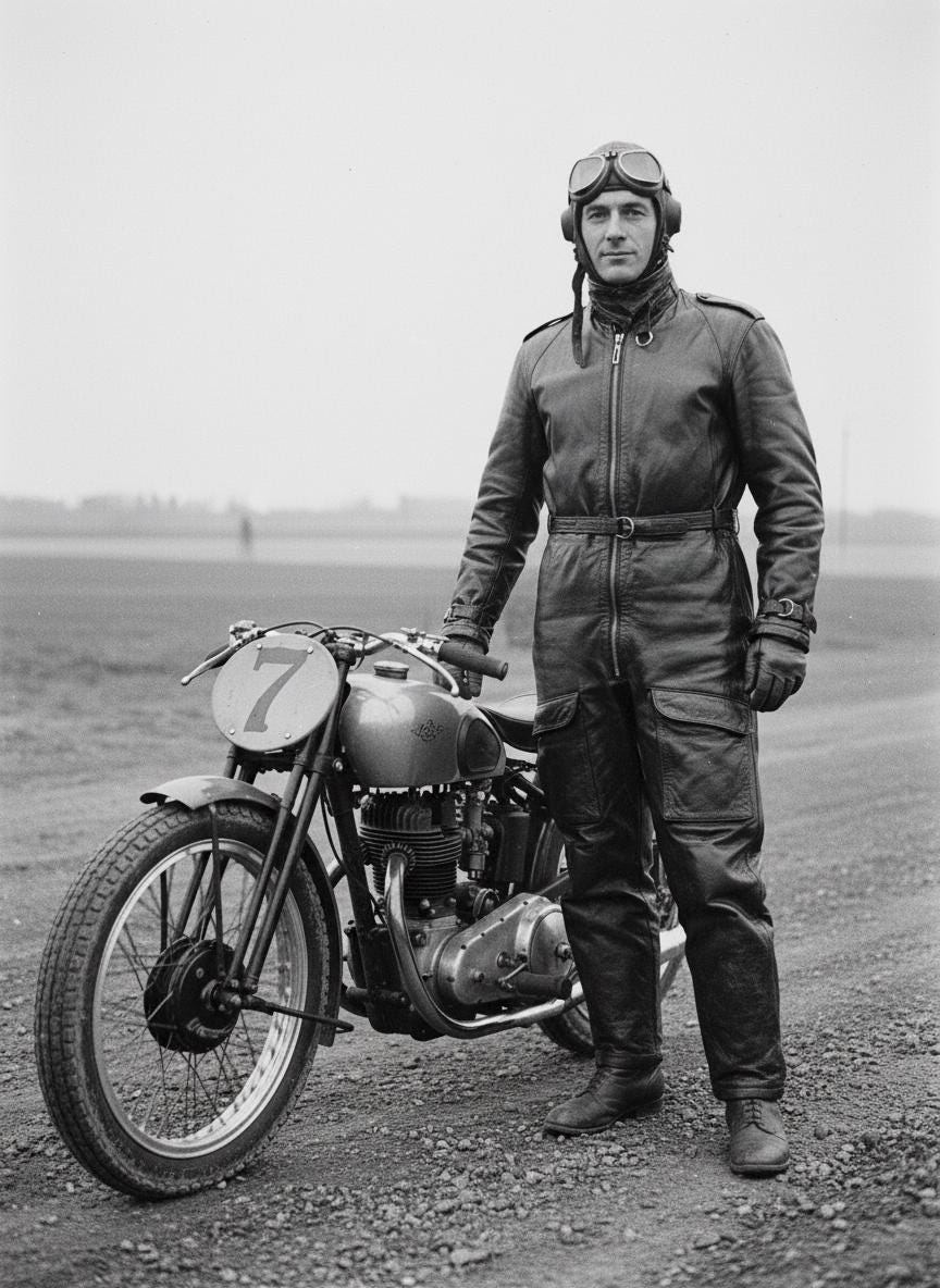 1940s Leather Motorcycle Racing Suit: Vintage WWII Era Swiss Moto