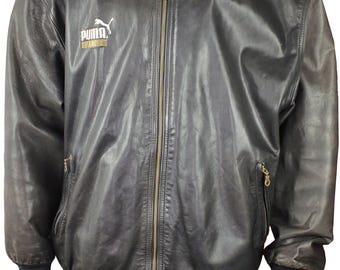 Vintage 80s Puma Leather Bomber Jacket Men's XL - Etsy Canada