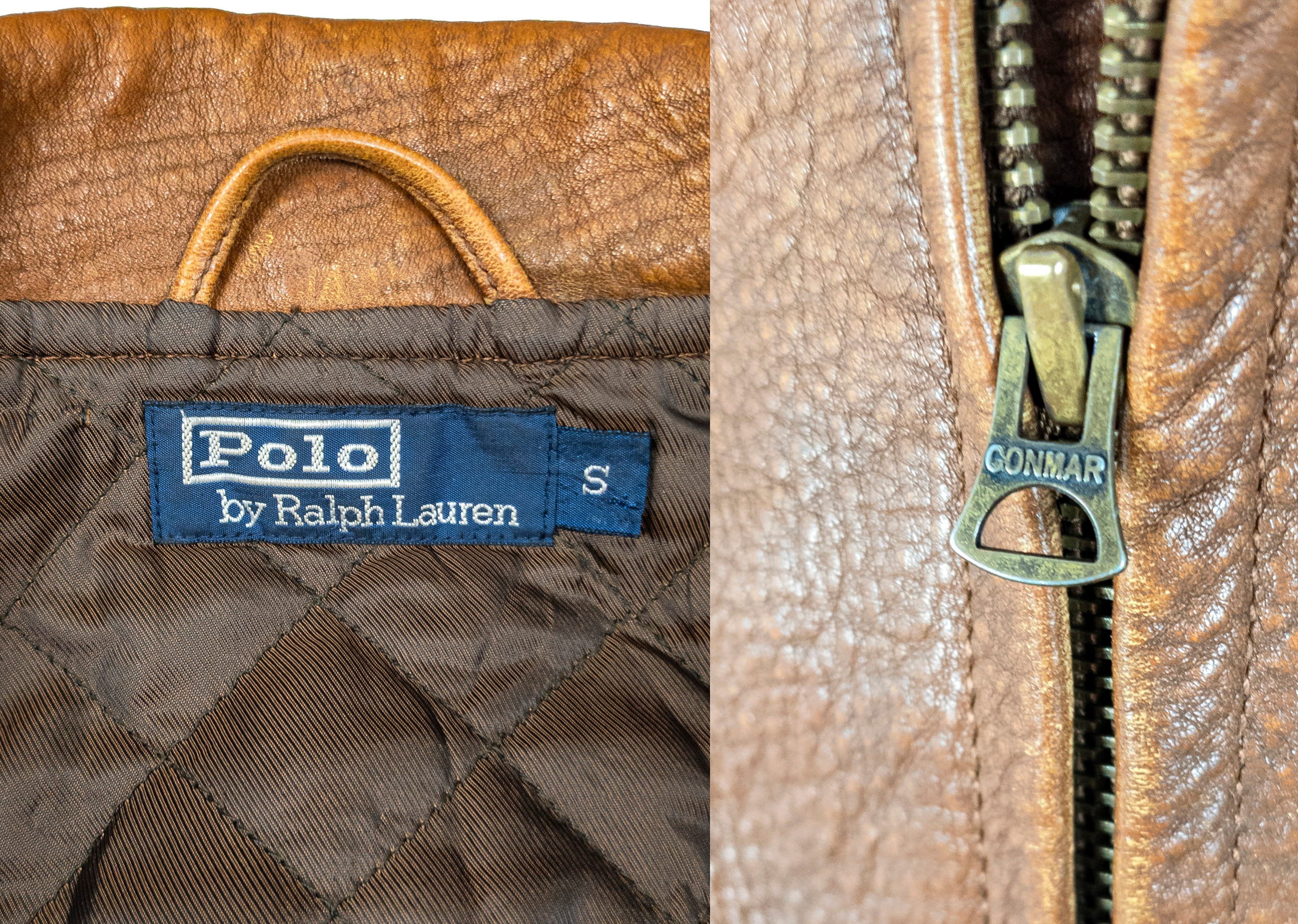 Rare 90s Polo Ralph Lauren Cowhide Leather Jacket Men Heavy