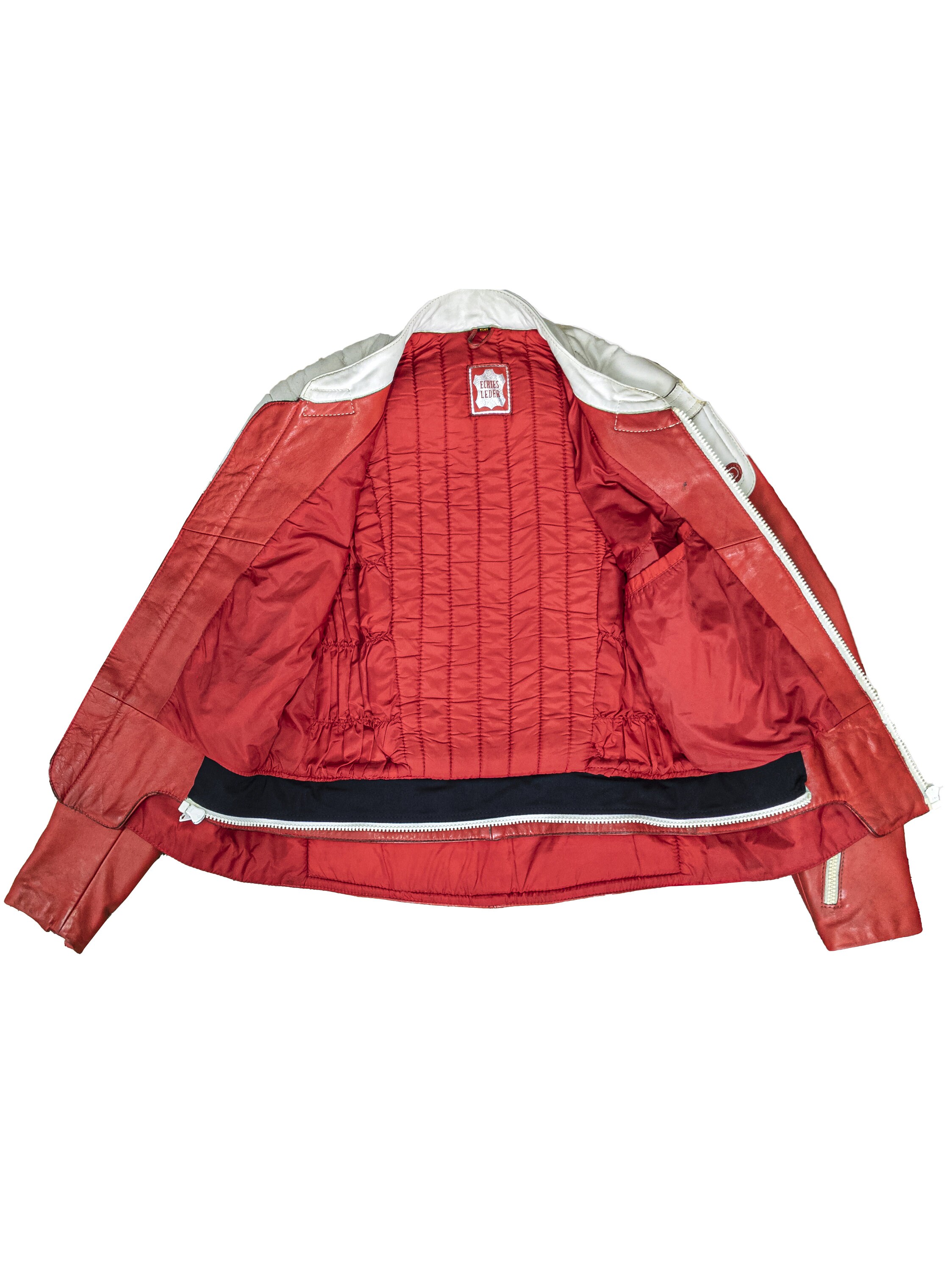 Hein Gericke レザー　ライダース　デカジップ　zip 赤　白　革 Vintage 80s Hein Gericke Leather Biker Jacket: Red & White