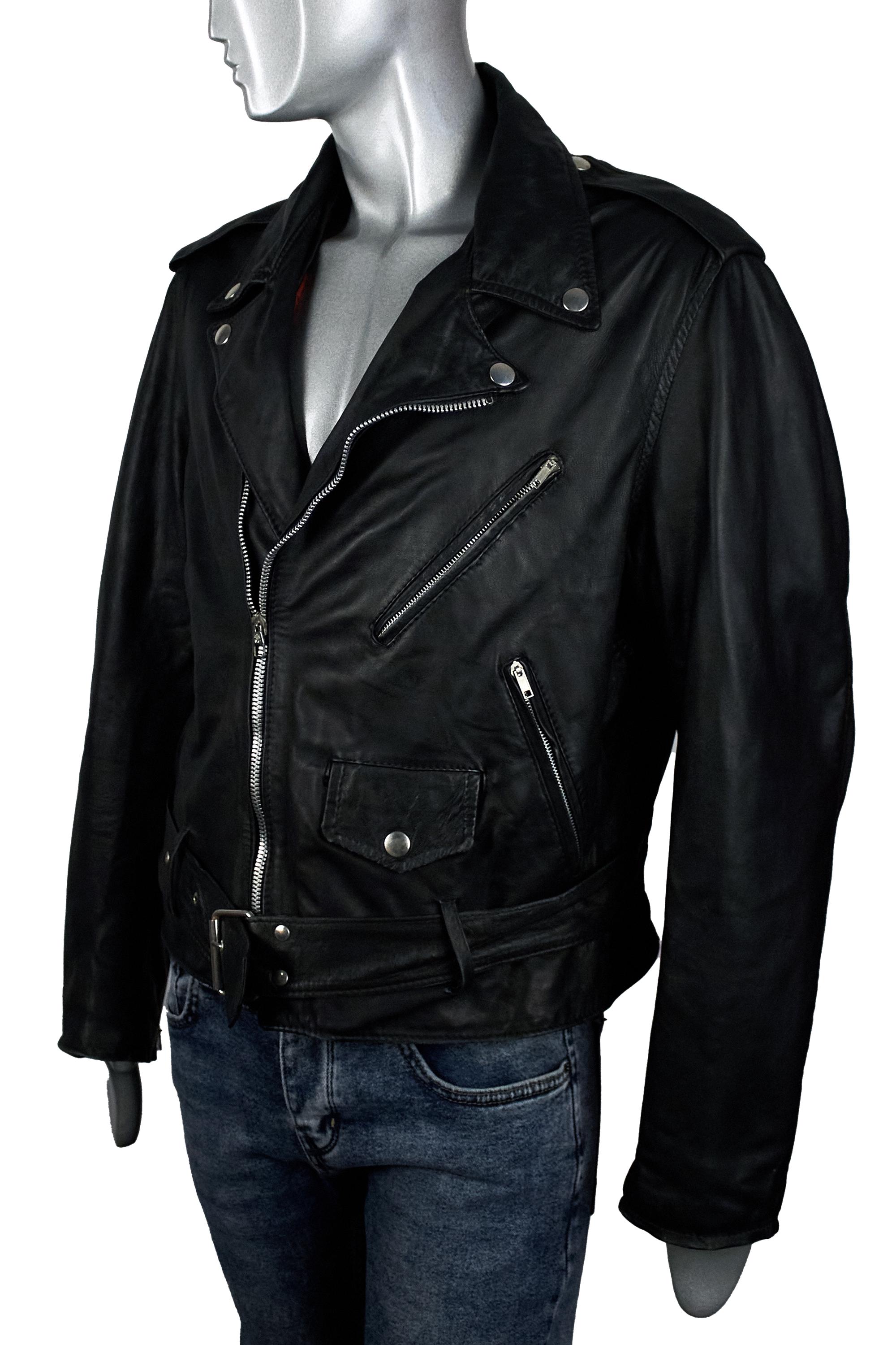 Vintage 70s Italian Leather Motorcycle Jacket XL: Cafe Racer Biker