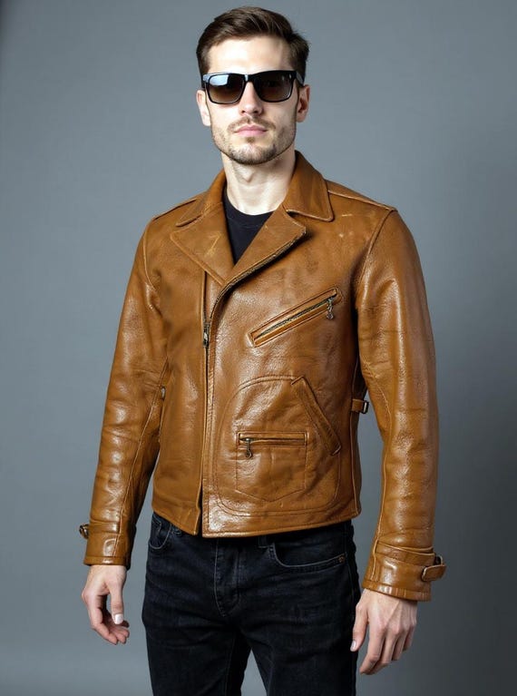 Vintage 90s Polo Ralph Lauren Cowhide Leather Biker Jacket