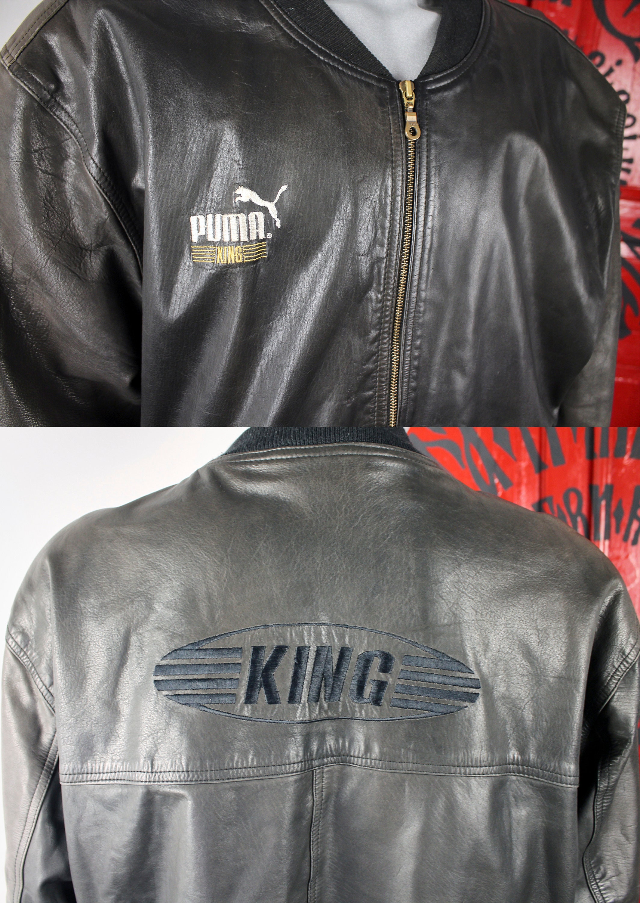 ジャケット・アウター PUMA Vintage Loose Leather Bomber Jacket Vintage PUMA Leather Racing Jacket | Moto Biker | Women's Size S/M