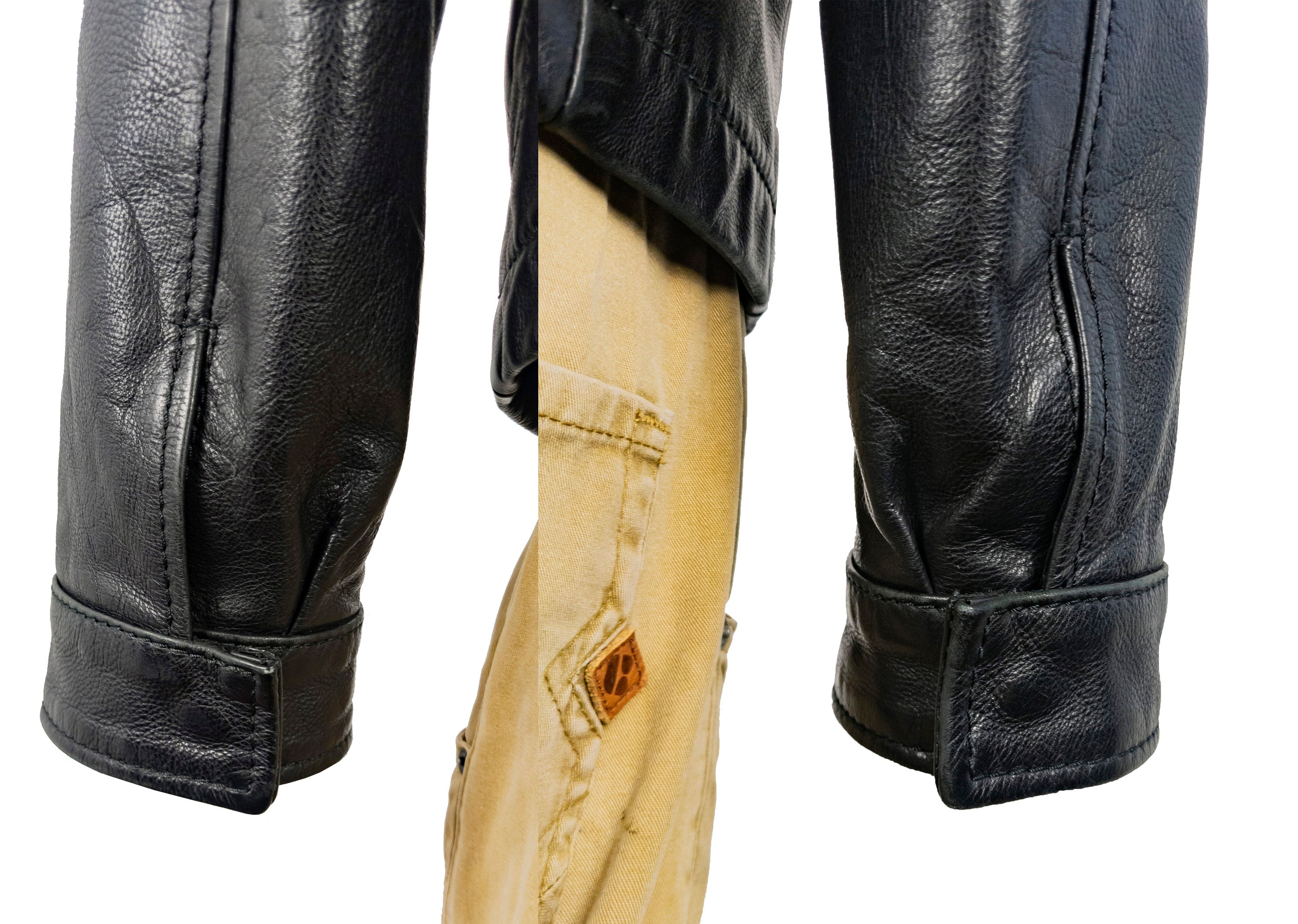 Chevignon Black Leather Jacket - Made in France - 2000s Military