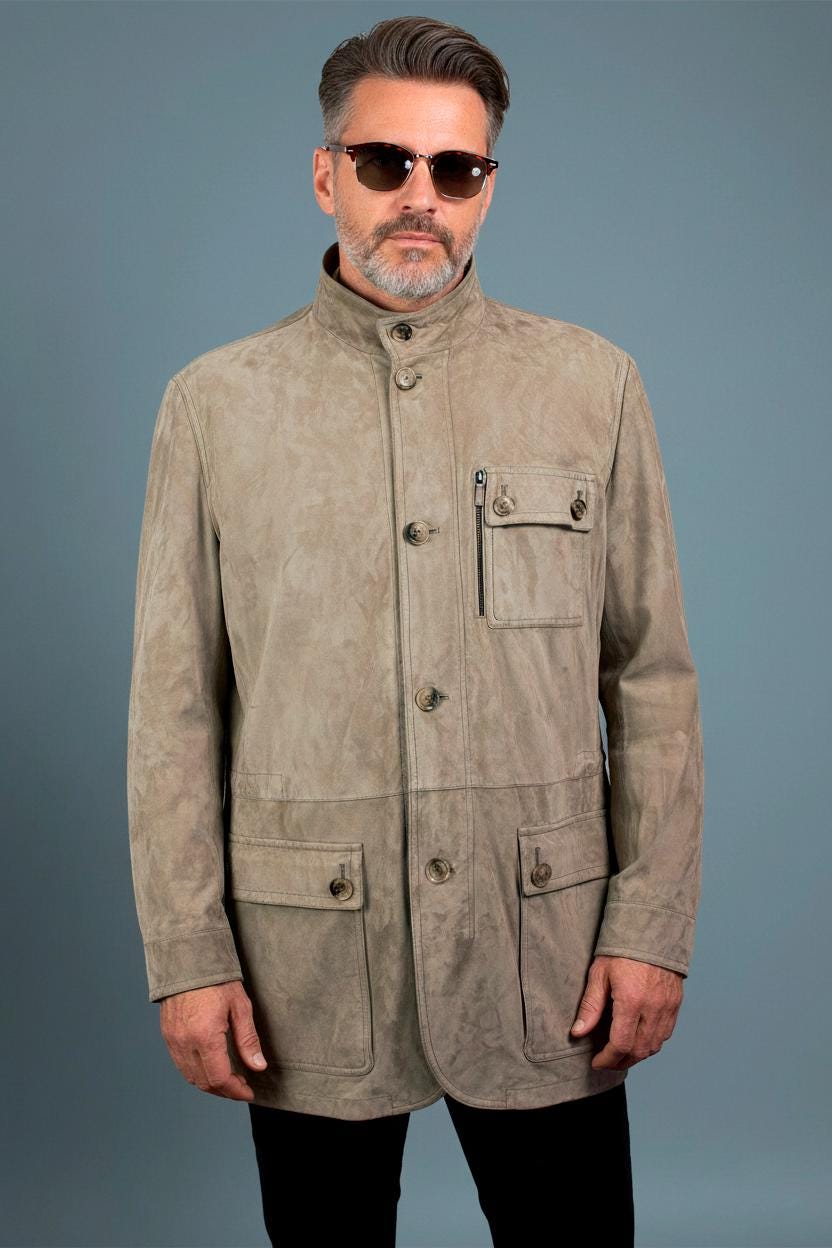 90s Ermenegildo Zegna Italy製　Jacket Ermenegildo Zegna Suede Safari Jacket: Vintage Italian Leather