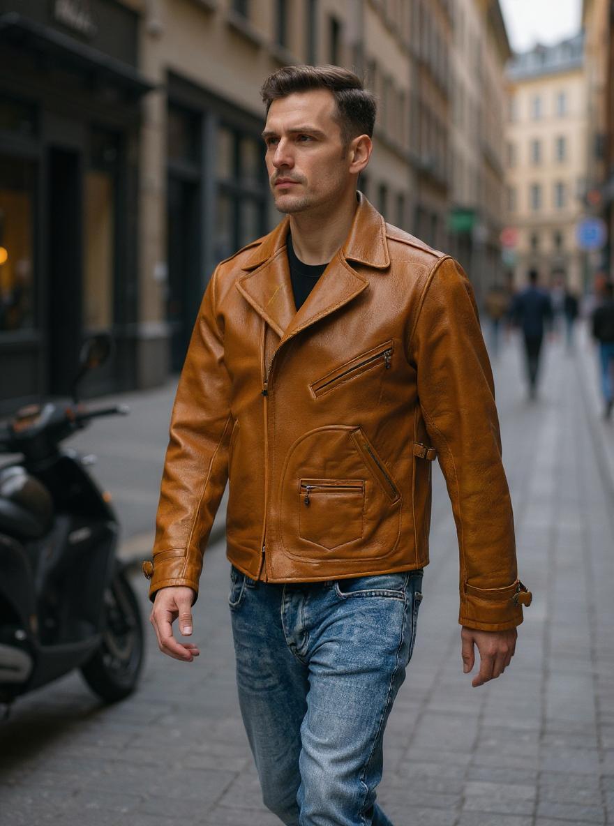 Rare 90s Polo Ralph Lauren Cowhide Leather Jacket Men Heavy