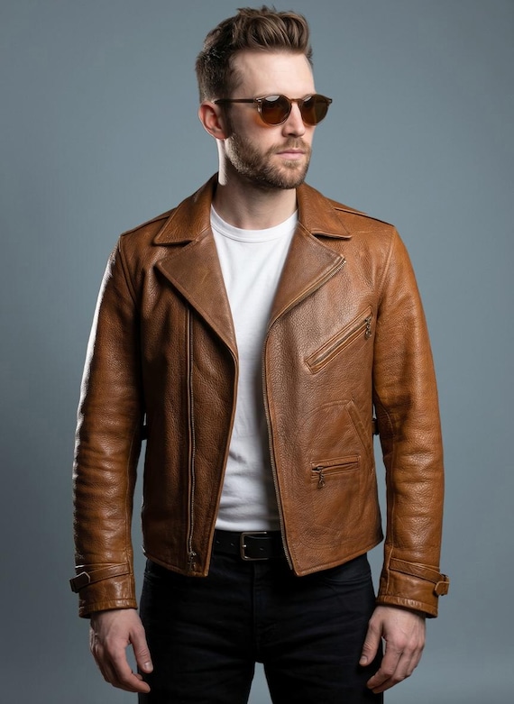 Vintage 90s Polo Ralph Lauren Cowhide Leather Biker Jacket: Buco