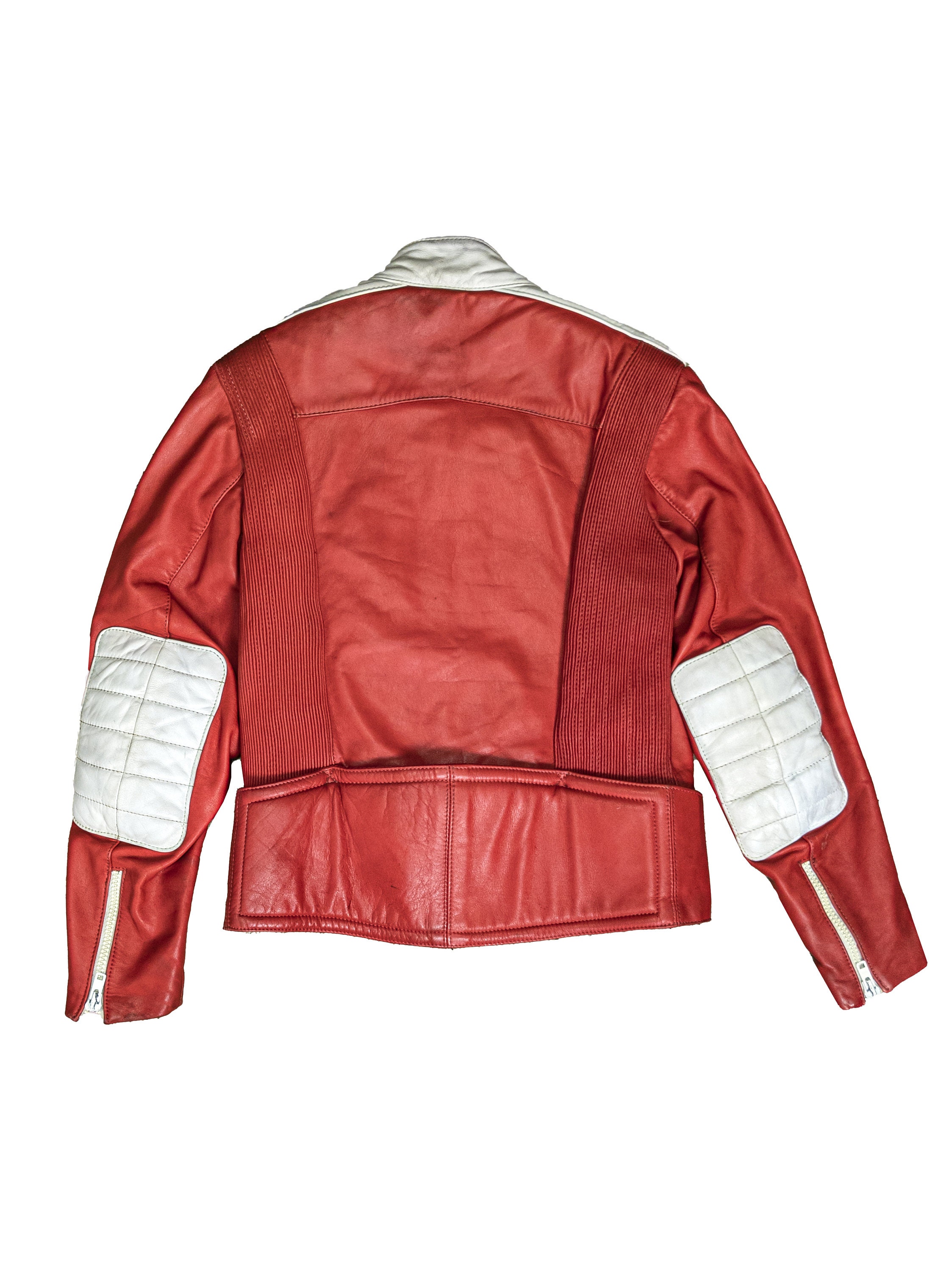 Vintage 80s Hein Gericke Red White Leather Biker Jacket Men