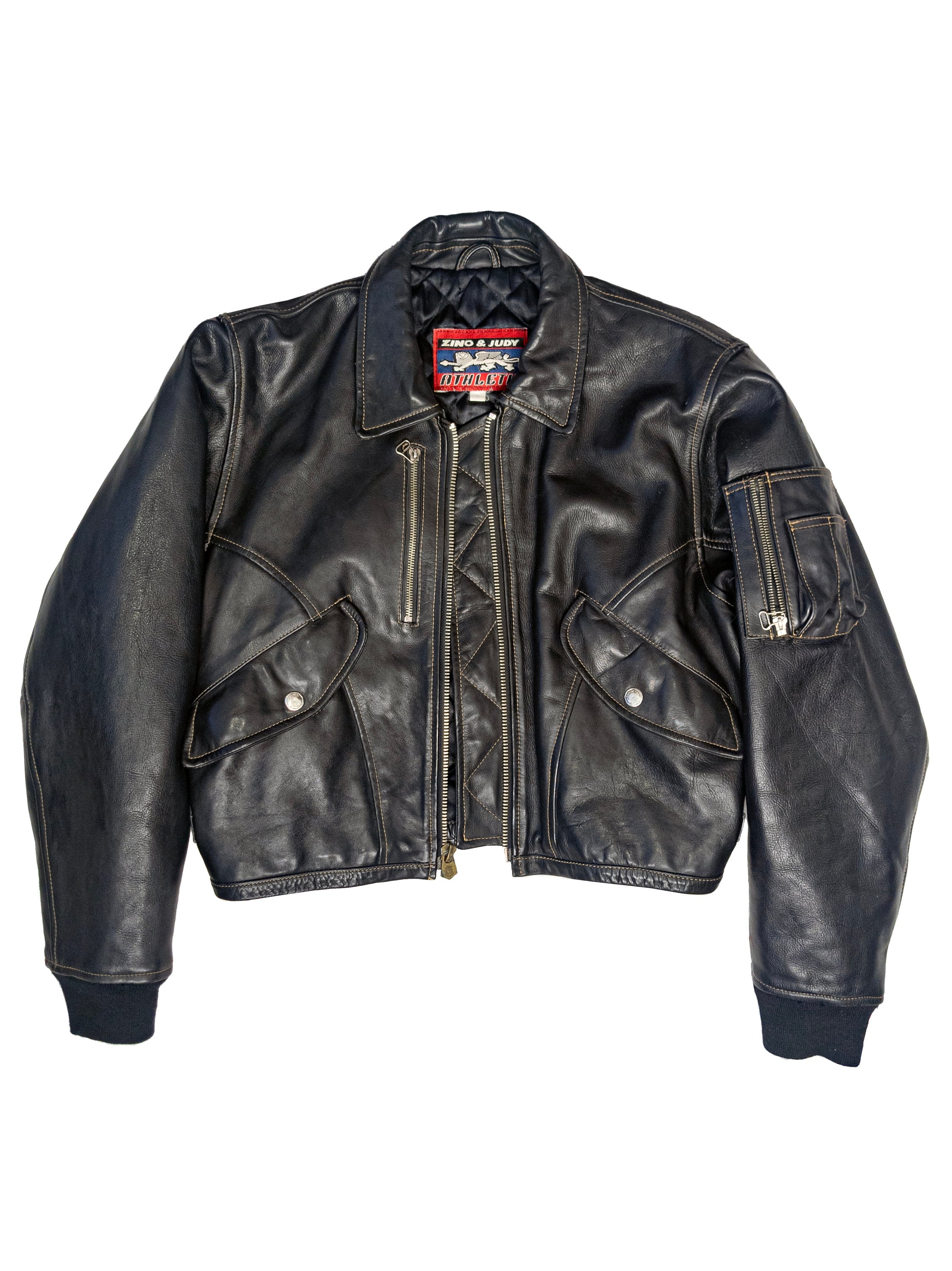 Vintage 90s Zino & Judy Women's Black Leather Bomber Jacket Vintage 90s Zino & Judy Women's Black Leather Bomber Jacket