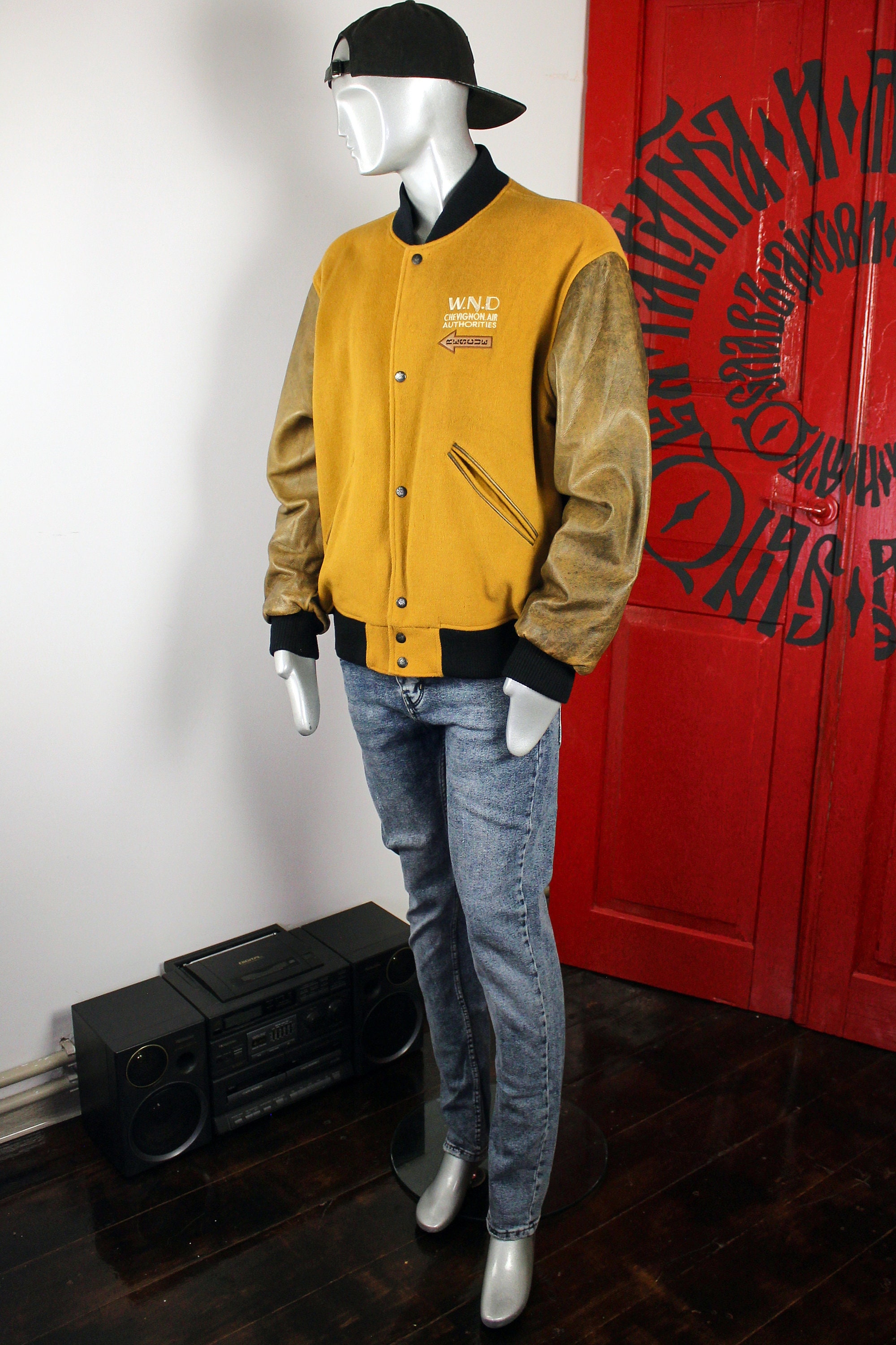 Rare 80s Chevignon Leatherman Jacket French Leather Sleeve