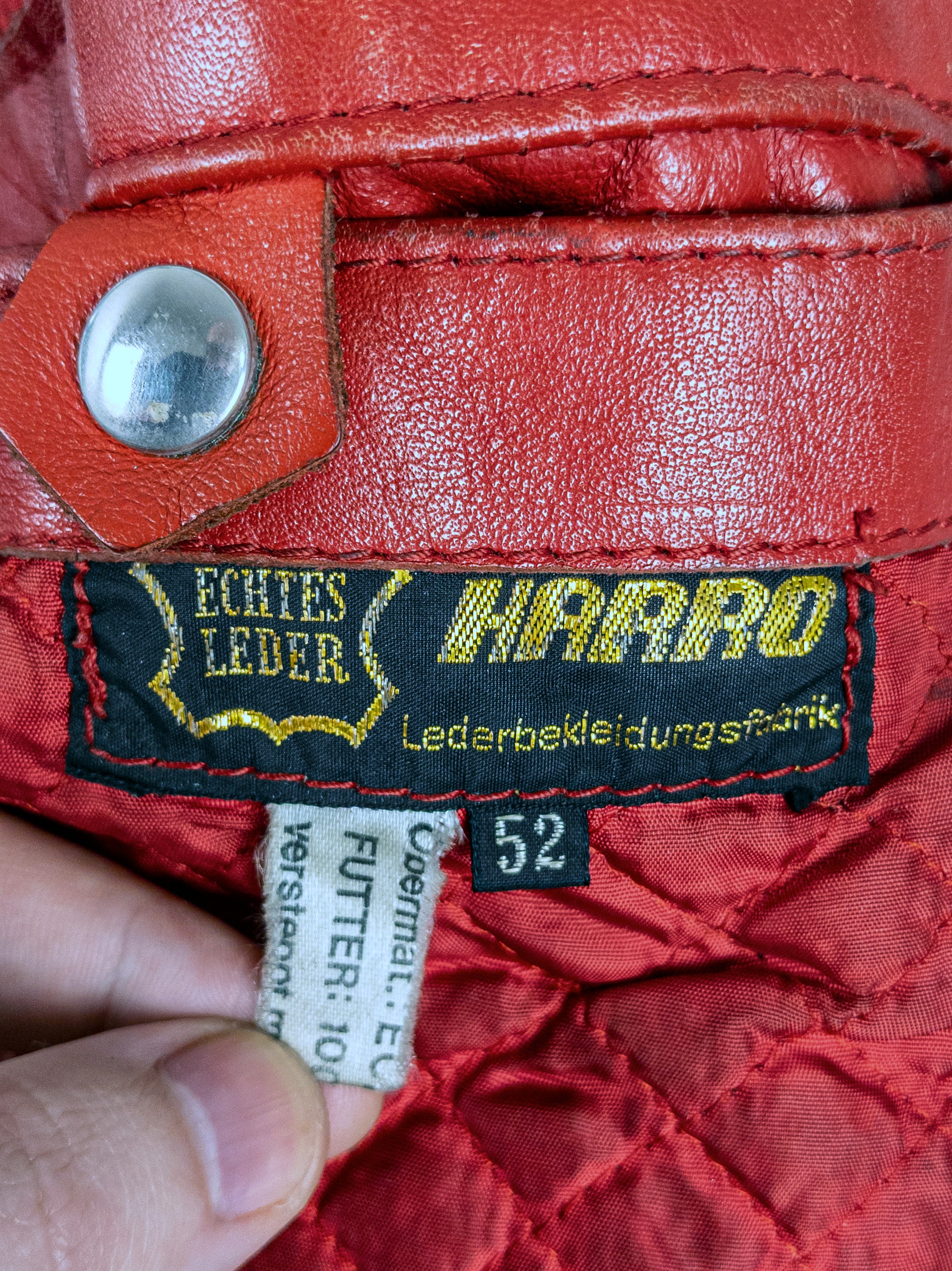Vintage 70s HARRO Red Leather Motorcycle Jacket: German Racing