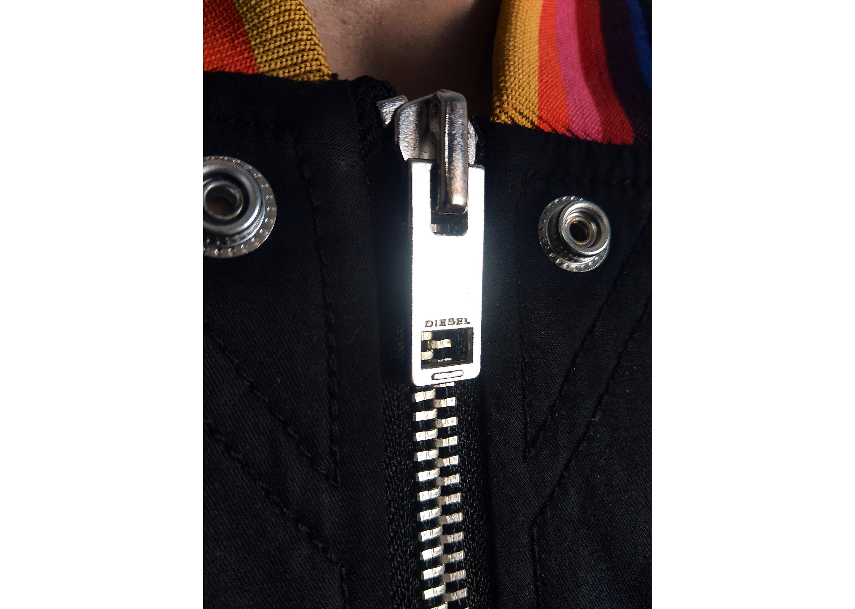 Vintage Diesel Bomber Jacket: Black White Varsity Style With 