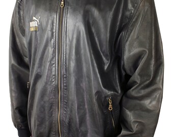 Vintage 80s Puma Leather Bomber Jacket Men's XL - Etsy Canada