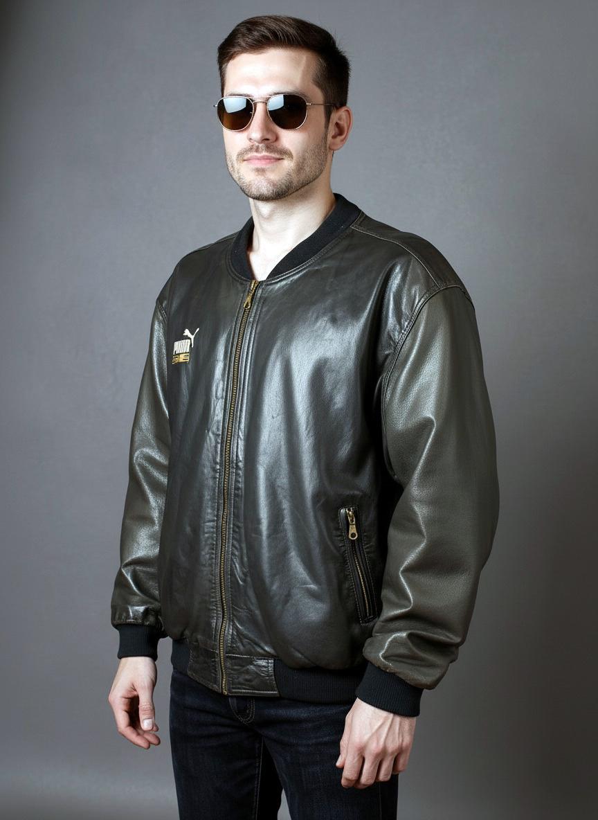 80〜90s PUMA レザー テーラードジャケット カバーオール メタルボタン 80〜90s PUMA レザー テーラードジャケット カバーオール メタルボタン