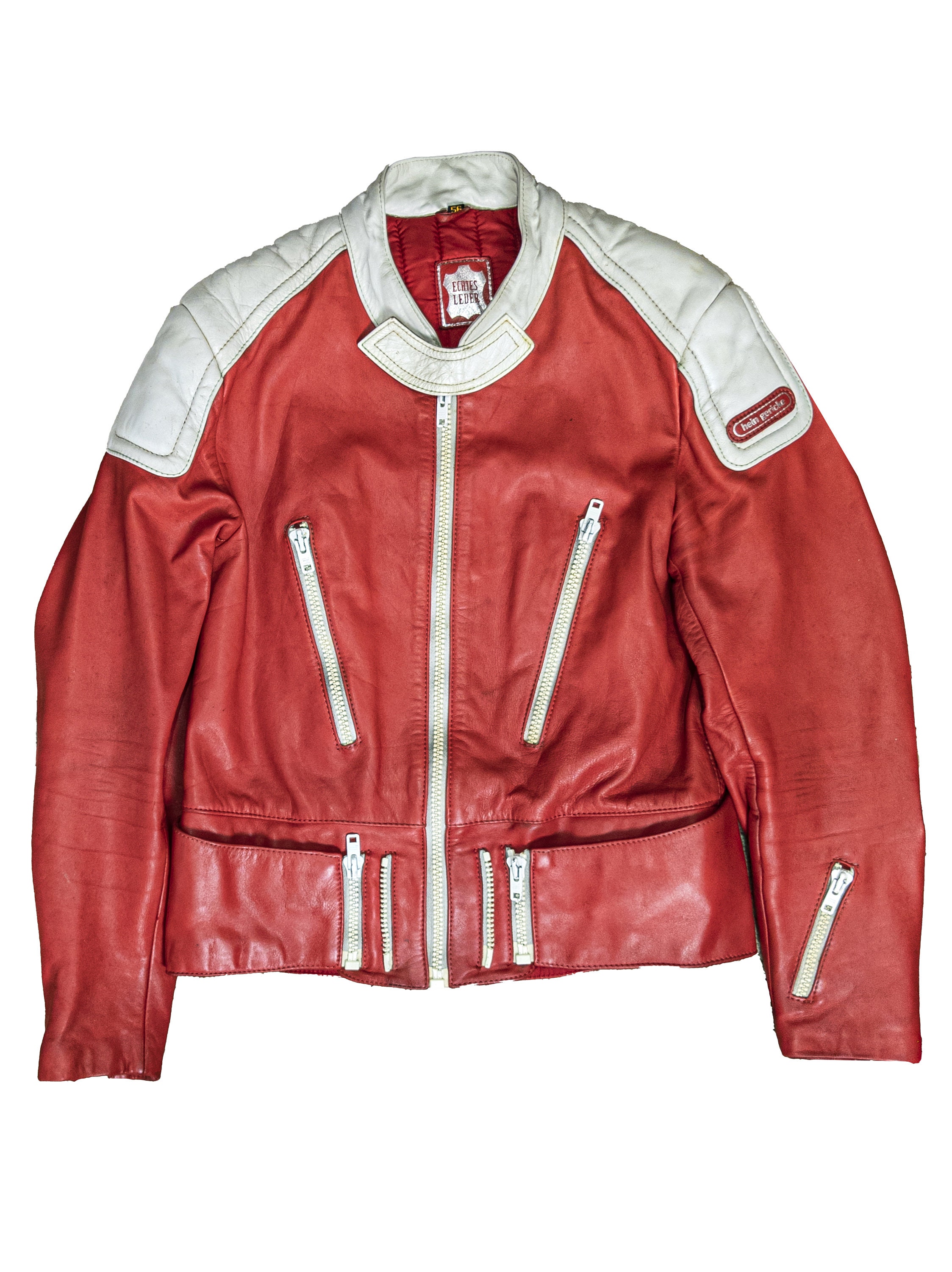 Hein Gericke レザー　ライダース　デカジップ　zip 赤　白　革 Hein Gericke レザー ライダース デカジップ zip 赤 白 革