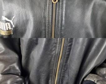 Vintage 80s Puma Leather Bomber Jacket Men's XL - Etsy