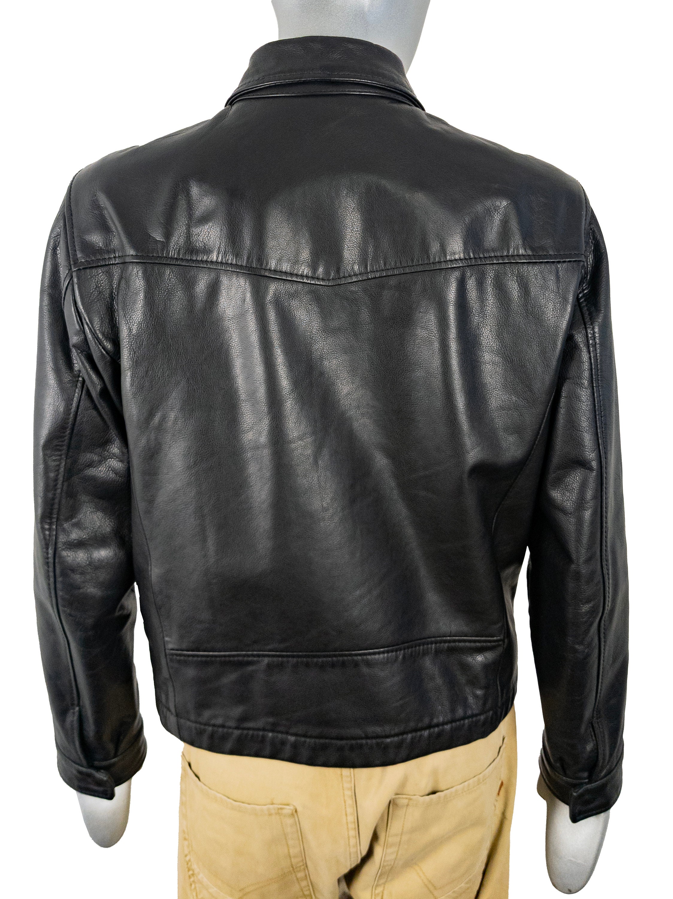 90s 本革 CHEVIGNON Leather jacket Vintage Chevignon Black Bomber Jacket | Casspio's Dream