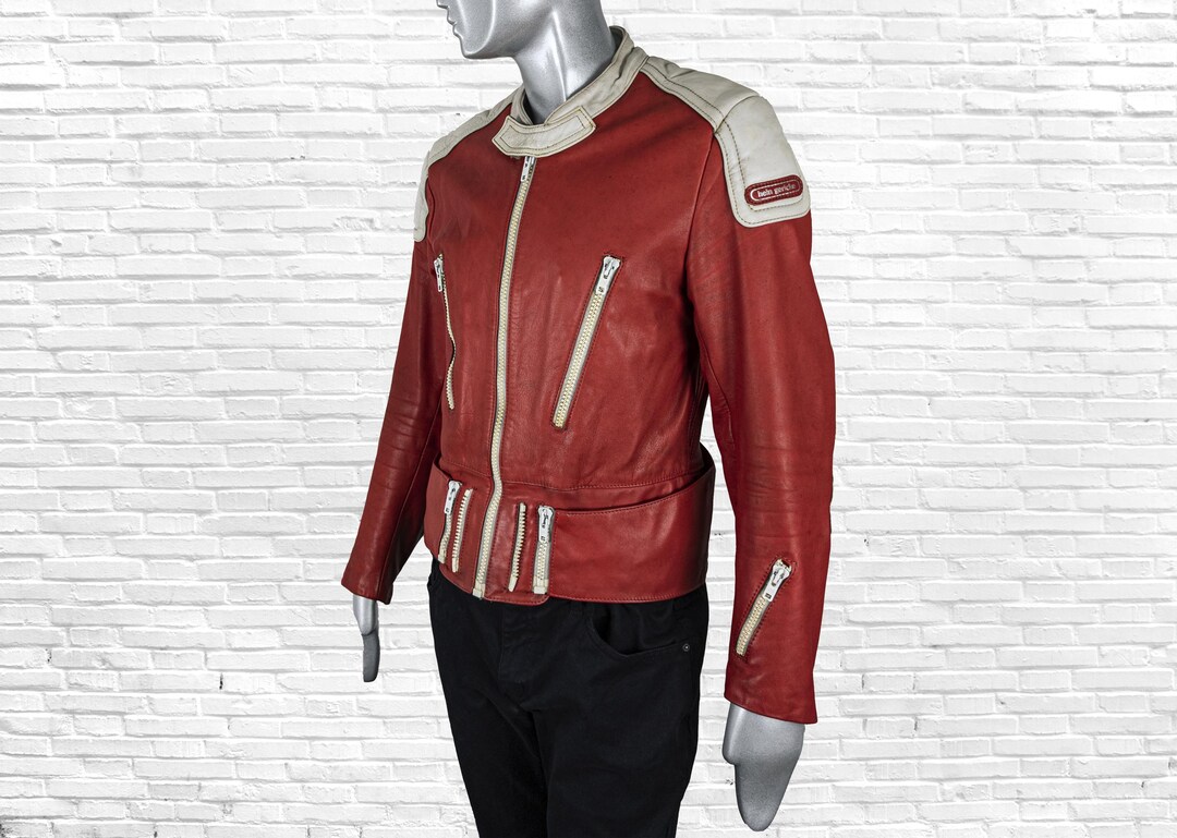 80s Hein gericke ハインゲリック ライダースジャケット Vintage 80s Hein Gericke Red White Leather Biker Jacket Men