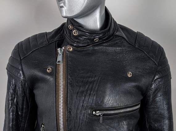 Vintage 70s Hestru Leather Biker Jacket: England Made Mascot
