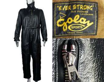 1940s Motorbike Leather Racing Suit Coverall Jumpsuit, Leather Motorcycle Jacket, Leather Racer Jacket 40s Leather Jacket Men, Moto Suit