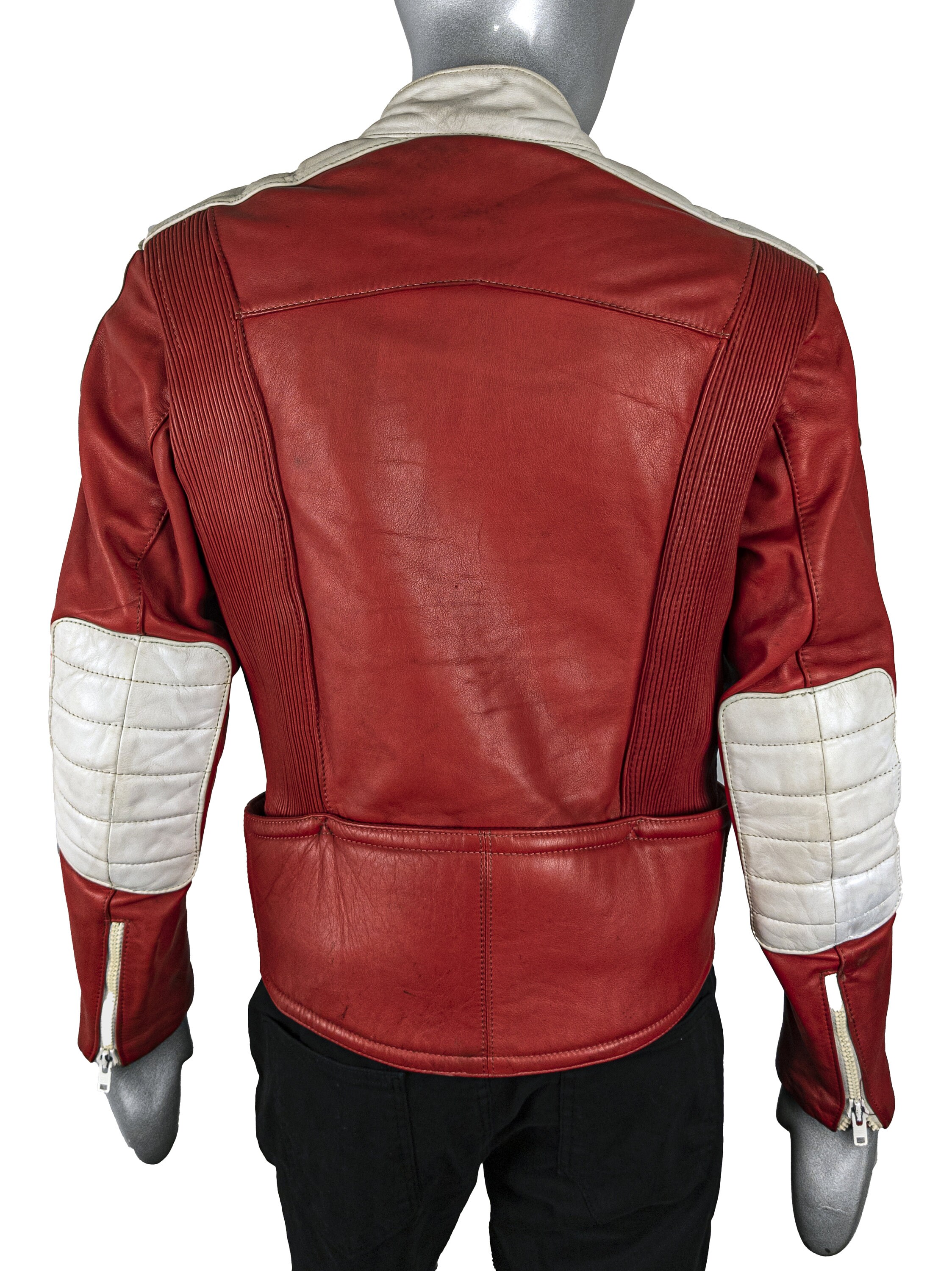 Vintage 80s Hein Gericke Leather Biker Jacket: Red & White