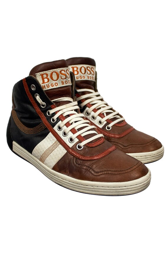 Hugo Boss 90s leather sneakers, mens running shoes