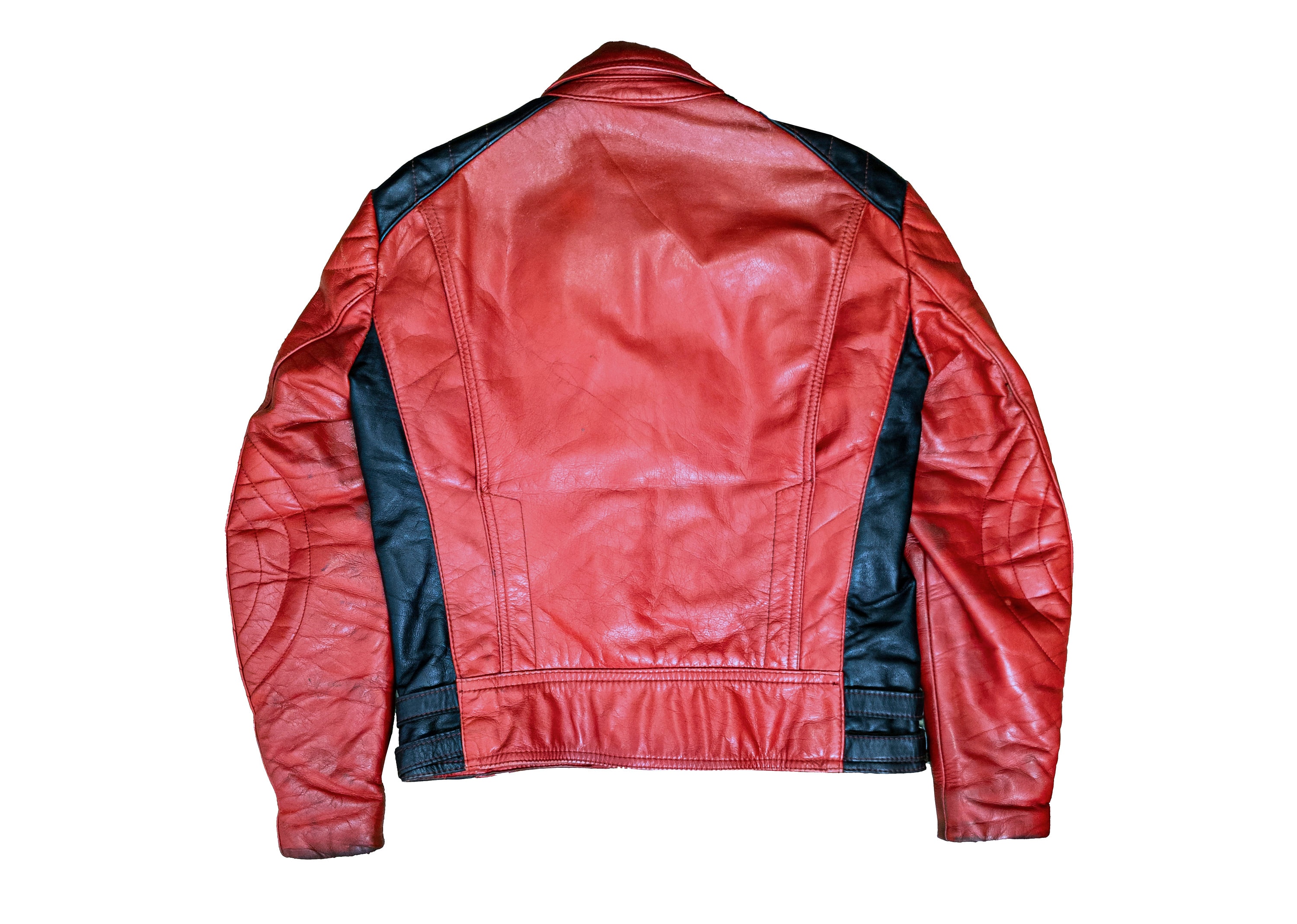 Vintage 70s HARRO Red Leather Motorcycle Jacket: German Racing