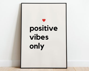Positive vibes only Wall Art, Self Care Gift, Mental Health Wall Art, Office Affirmation Decor, Therapy Office Decor