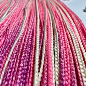 Synthetic Simple Braids Pink and White ombre colors, Double ended Smooth Braids any size, Handmade Dreadlocks Extensions by Voron Dreads