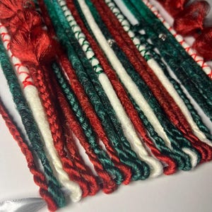 Festive Colors Christmas Dreads: White, Green, Red Mix for Holiday Cheer, Dread Locks Extension for Special Look, Double/single ended dreads