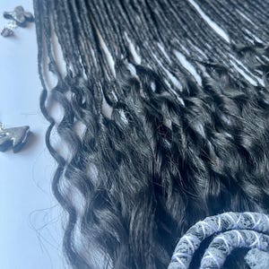 Handmade Black Crochet Dreadlocks: Curly Ends, Boho Viking Hair Extensions