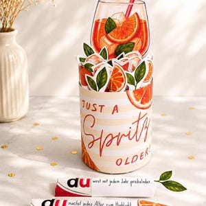 Duplo födelsedagspresentpapper | Apelsinspritz | Presentidé | Direkt nedladdning | Rolig födelsedagspresent | Aperitif | Sommarcocktailkort