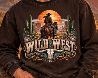 Western Cowboy Horse PNG, Rodeo Bull Skull Graphic, Desert Ranch Sublimation Design, Vintage Southwestern Shirt Clipart, Ready to Print PNG