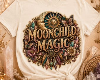 Celestial Moon SVG PNG, Witchy Boho Shirt Design, Crystal Butterfly Clipart, Hippie Spiritual Sublimation, POD Commercial Use