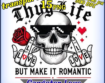 Gangster Love PNG Bundle – 15 Dark Valentine & Anti Valentine Street Style Shirt Graphic Designs