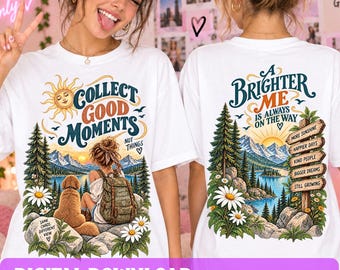 Boho Mountain Dog Lover Front & Back PNG, Outdoor Hiking Woman Shirt Design, Nature Adventure Sublimation, 2 PNG Files, Ready to Print
