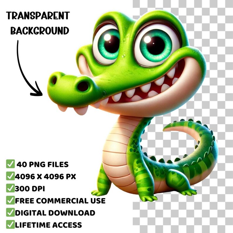 Funny Animals 40 PNG Clipart Bundle, Cartoon Animals for Digital Prints, Invitation, and T-Shirt Design, Instant Digital Download