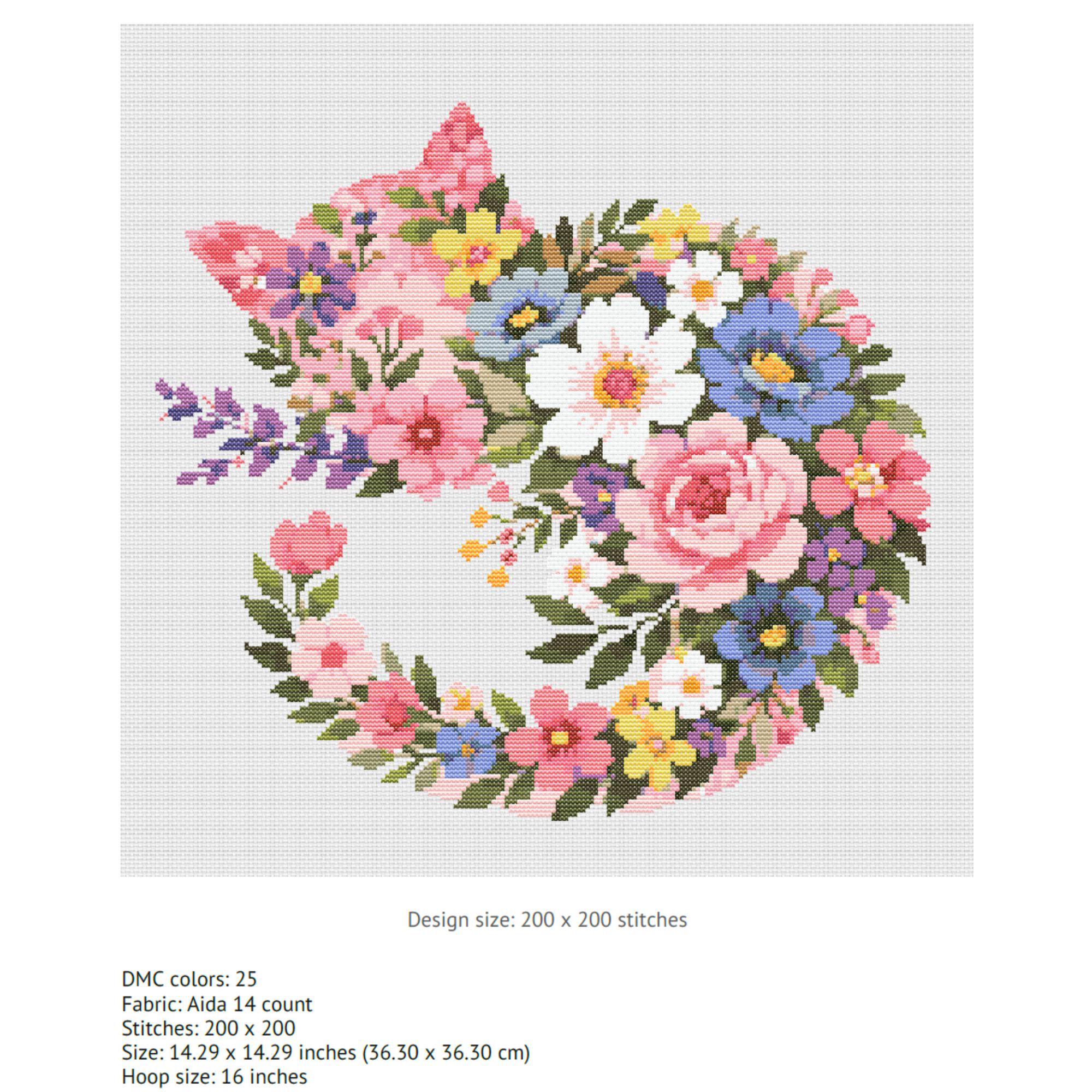 Floral Cat Cross Stitch Pattern PDF – Botanical Cat Design – Cute ...