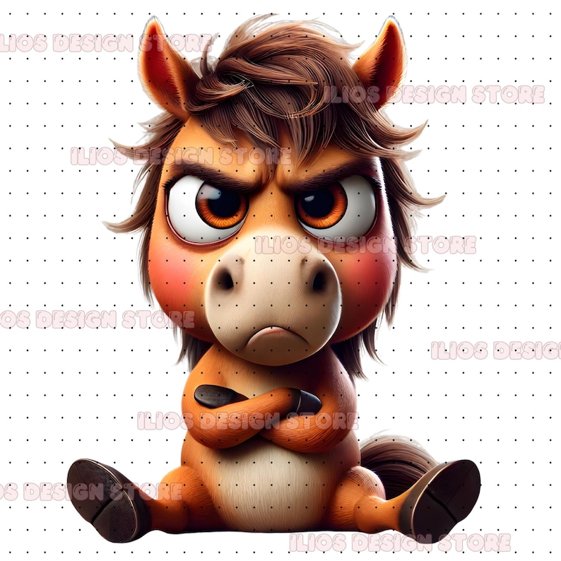 Grumpy Cute Animals Clipart – 26 Funny Angry Animal PNGs – 3D Cartoon Graphics for Sublimation, Stickers, Printables, T-Shirts, Crafts