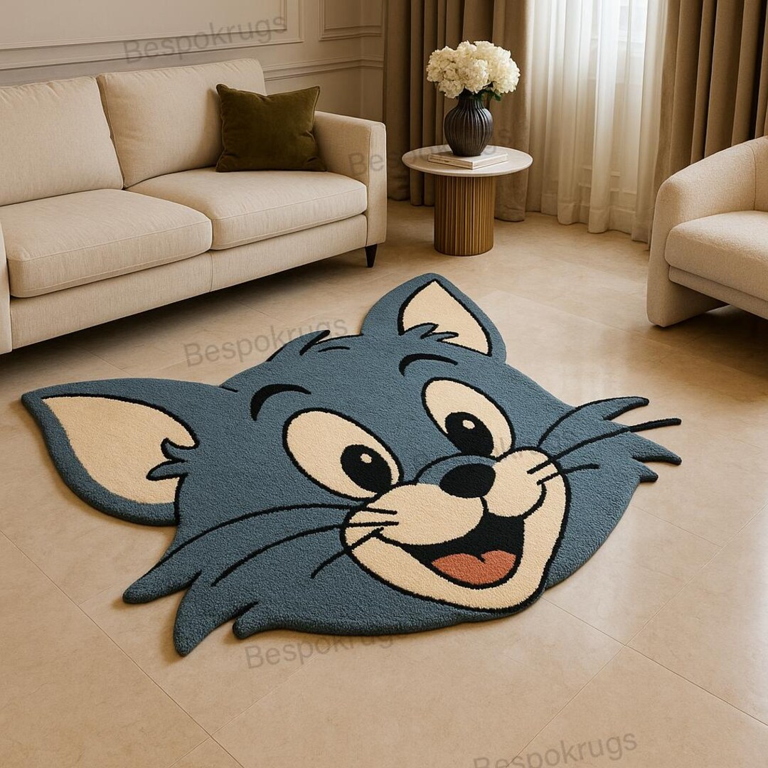 Adorable Cat Head Shaped Rug – Soft Plush Carpet for Living Room or ...