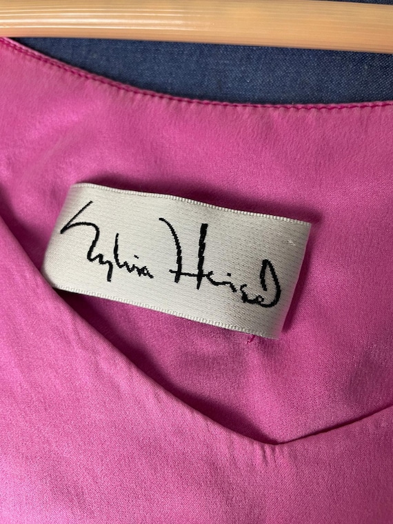 Chemisier Rose Violet Soie Sylvia Heisel Taille 8 - Manches Froncées, Col, Occasion Soirée