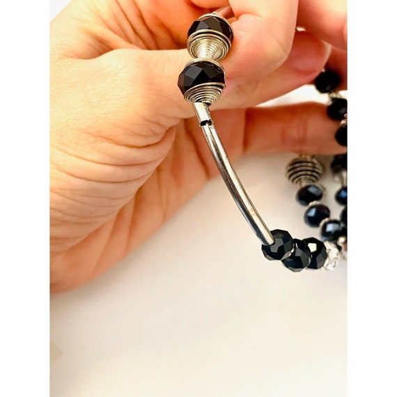 VTG Black and Silver Tone Multi-Layer Wrap Bracel… - image 6