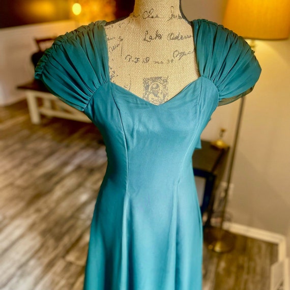 1980s Green Chiffon Prom Party Dress Jordan Fashi… - image 2