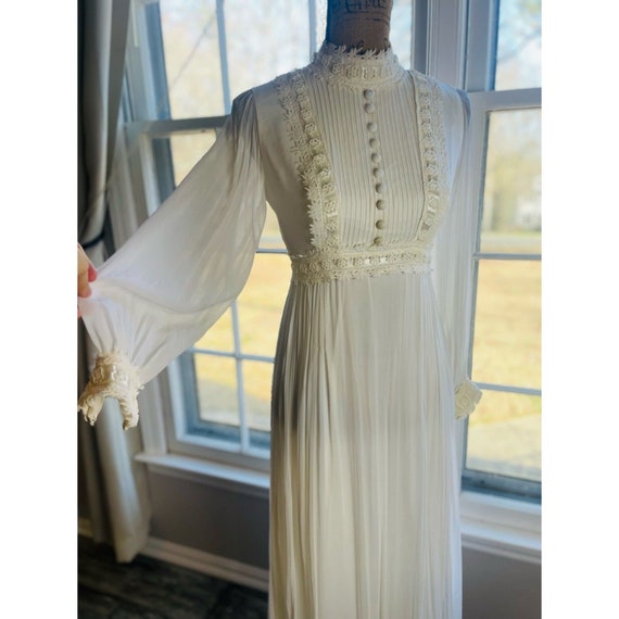 Vintage 70s Gunne Sax Style Wedding Dress Silk Ch… - image 3
