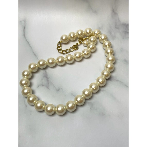 Vintage 1950s Faux Pearl Necklace, Chunky Choker … - image 3