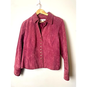 VTG roze echt leren damesjas Seude western lentejas maat 12 BIKER