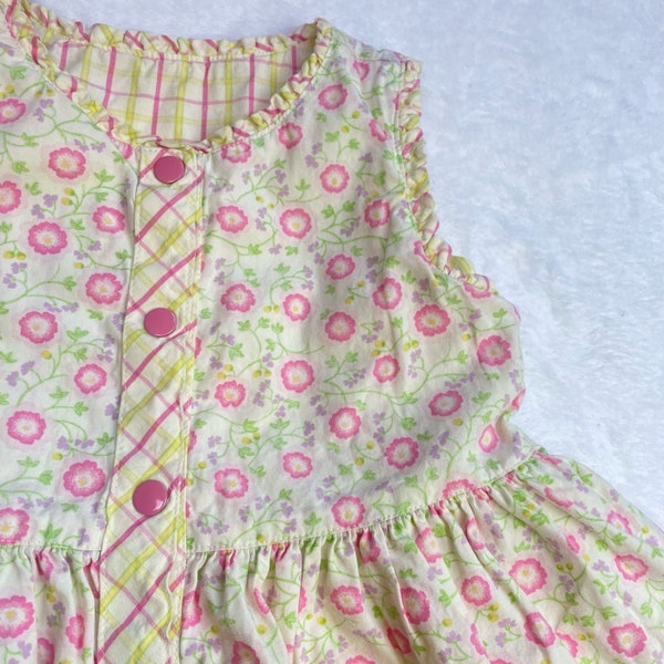 Vintage Toddler 5T Spring Summer Dress Reversible Sleeveless Midi Dress Pink