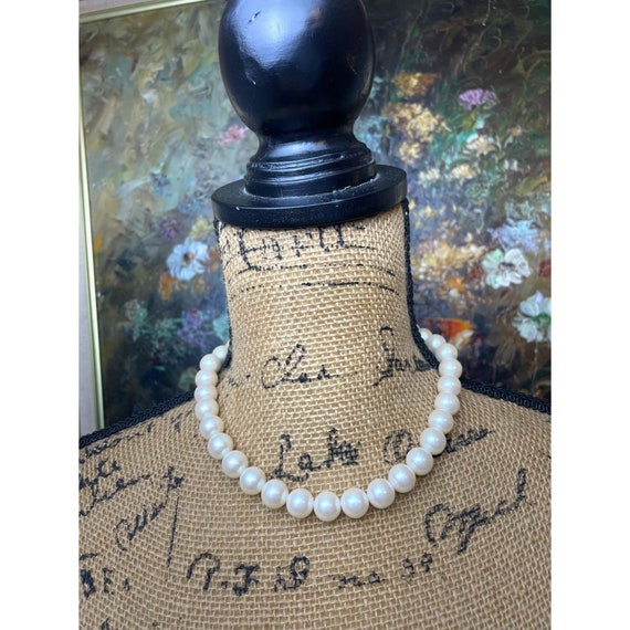 Vintage 1950s Faux Pearl Necklace, Chunky Choker … - image 1