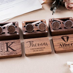 Personalized Cufflinks, Engraved Cufflinks, Groomsmen Gifts, Groomsmen Proposal, Groomsman Cuff Links & Tie Clip Set, Bachelor Party Gift