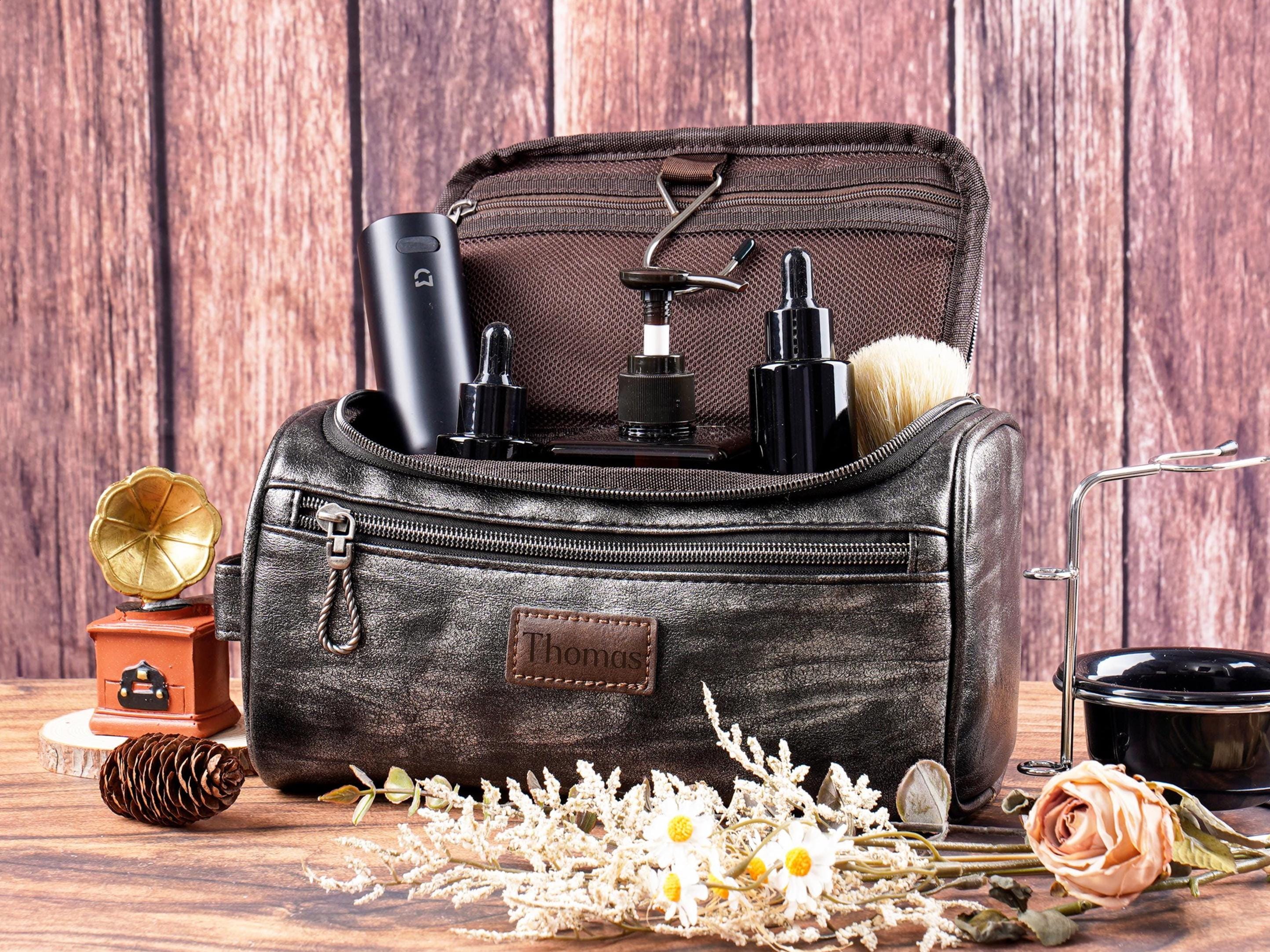 best men's bathroom travel bag Buruis Extra Large Toiletry for Men, PU Leather Dopp Kit, Black Handmade Vegan Leather Garment Duffle Bag with Toiletry Bag Set – Leather Dopp Kit Bag with Garment Duffel Bag – Gifts for Groom or Groomsmen – Ideal Honeymoon/Trip Duffle – Carry on Luggage – Mens Leather Travel Bag Set – Personalized Weekender Bag – Monogrammed Dopp Kit – Leather Travel Bag – Mens Overnight Bag – Hold Wedama Toiletry Bag for Men,